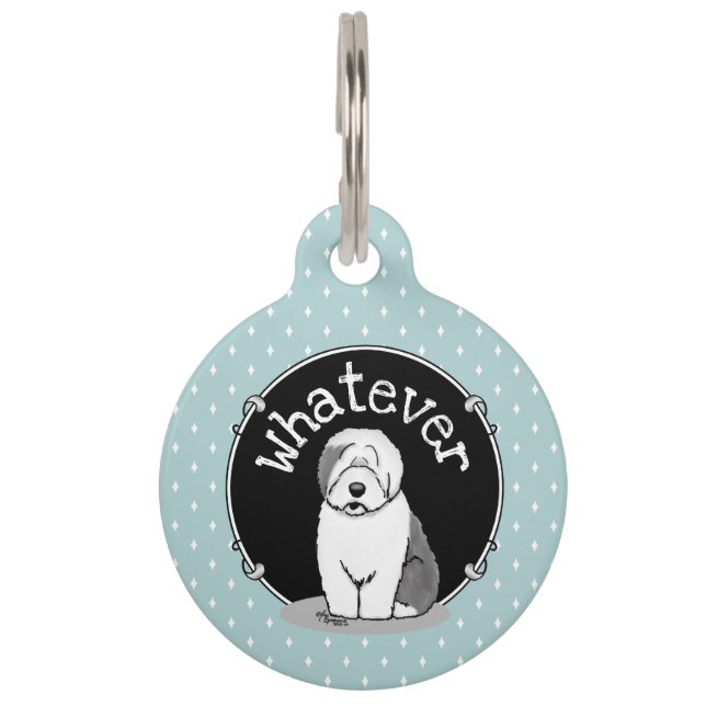 Wat? Oud Engels Sheepdog (Grey 1) Funny Huisdierpenning (Voorkant)
