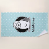 Wat? Oud Engels Sheepdog (Grey 1) Funny Strandlaken (Voorkant)