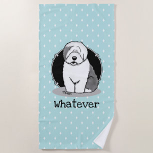 Wat? Oud Engels Sheepdog (Grey 1) Funny Strandlaken