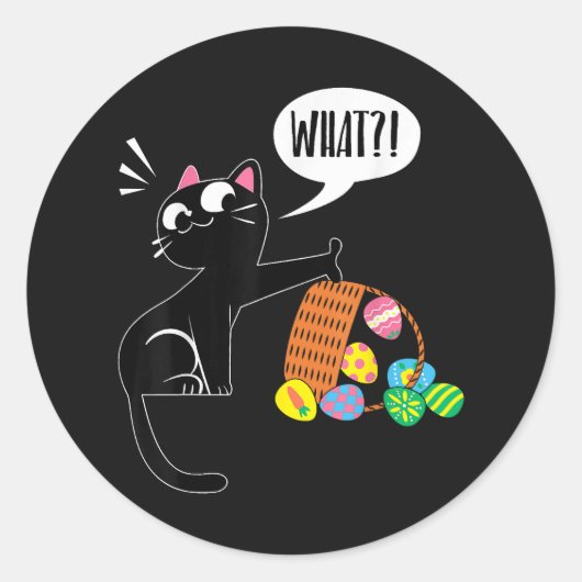 WAT ! Pasen Kat Ronde Sticker (Voorkant)