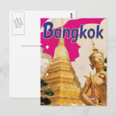 Wat Phra Kaeo Bangkok Vintage Reisposter Briefkaart (Voorkant / Achterkant)