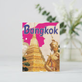 Wat Phra Kaeo Bangkok Vintage Travel Poster Briefkaart (Staand voorkant)