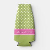Wat Polka Dot CB Hot Pink Naam Monogram Flesjeskoeler (Voorkant)