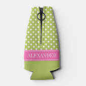 Wat Polka Dot CB Hot Pink Naam Monogram Flesjeskoeler (Achterkant)