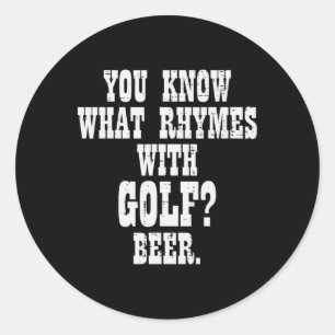 Wat rijmt met Golf Bier Grappige Golfende Golfer M Ronde Sticker
