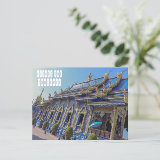 Wat Rong Suea Tien Blauwe Tempel in Chiang Rai Briefkaart (Staand voorkant)