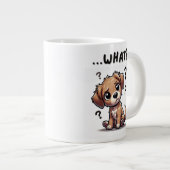 "... wat?" Schattige verwarde Cartoon puppy Grote Koffiekop (Voorkant rechts)