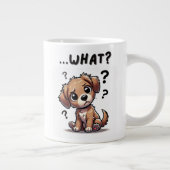 "... wat?" Schattige verwarde Cartoon puppy Grote Koffiekop (Rechts)