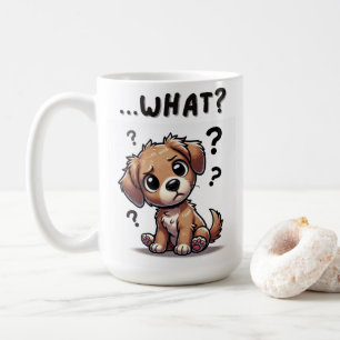 "... wat?" Schattige verwarde Cartoon puppy Koffiemok
