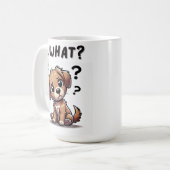 "... wat?" Schattige verwarde Cartoon puppy Koffiemok (Voorkant links)