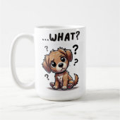 "... wat?" Schattige verwarde Cartoon puppy Koffiemok (Links)