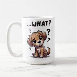 "... wat?" Schattige verwarde Cartoon puppy Koffiemok