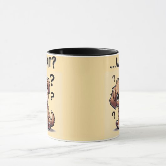 "... wat?" Schattige verwarde Cartoon puppy Mok (Midden)