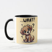 "... wat?" Schattige verwarde Cartoon puppy Mok (Links)