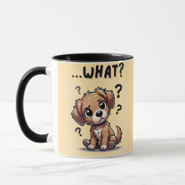 "... wat?" Schattige verwarde Cartoon puppy Mok