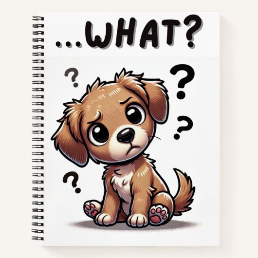 "... wat?" Schattige verwarde Cartoon puppy Notitieboek (Voorkant)