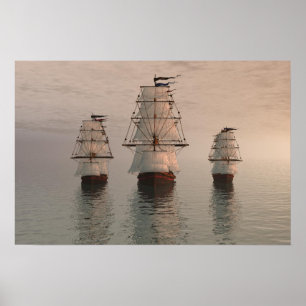 WAT SCHIP? 3 XIX-eeuwse schepen Poster