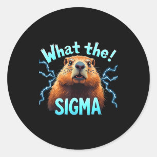 Wat Sigma Meme Vintage Woodchuck Voor Ground-hog L Ronde Sticker