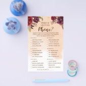 Wat staat er op je Phone Burgundy Shower Game Kaar Flyer (Enkel)