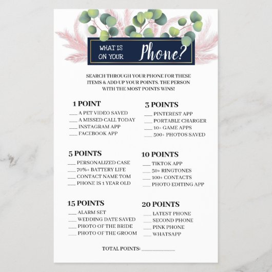 Wat staat er op je Phone Shower Game Card? Flyer (Voorkant)