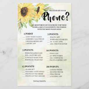 Wat staat er op je Phone Sunflower Shower Game Car Flyer