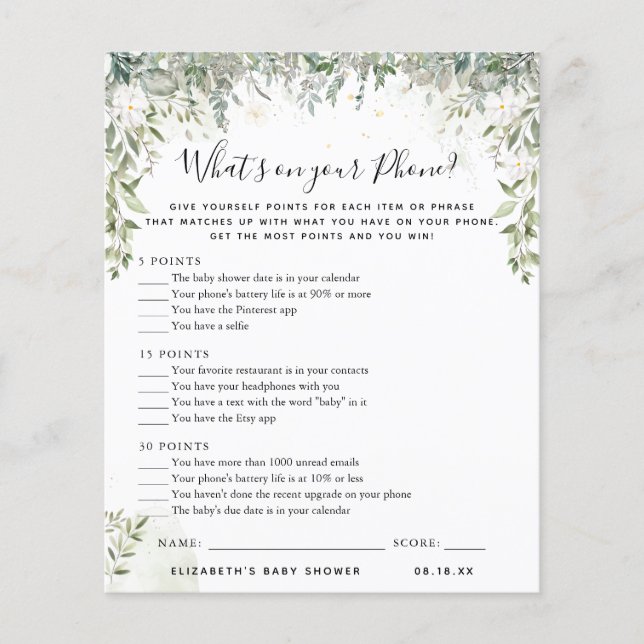 Wat staat er op je telefoon? | BABY SHOWER (Voorkant)