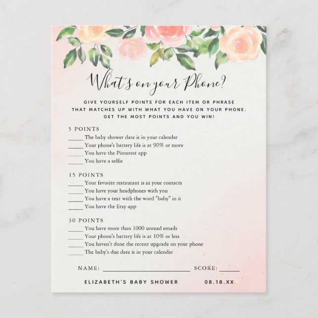 Wat staat er op je telefoon? | BABY SHOWER (Voorkant)