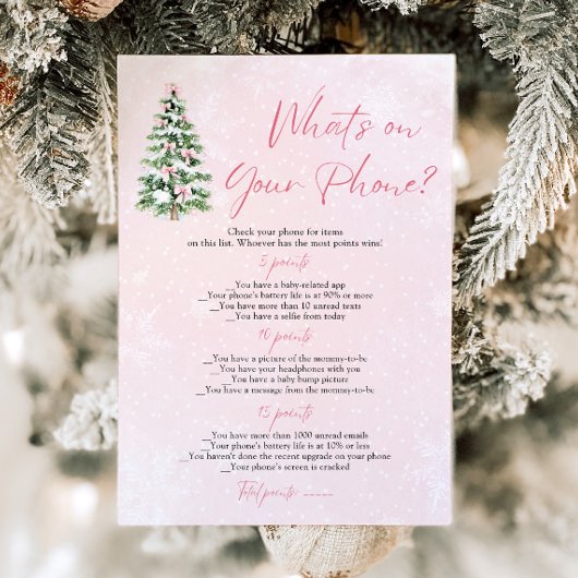 Wat staat er op je telefoon Baby shower spel Kaart