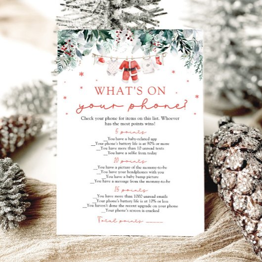 Wat staat er op je telefoon Baby shower spel Kaart