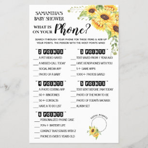 Wat staat er op je telefoon baby shower spelkaart flyer