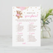 Wat staat er op je telefoon Baby shower Teddy Bear Kaart (Staand voorkant)