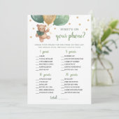 Wat staat er op je telefoon Baby shower Teddy Bear Kaart (Staand voorkant)