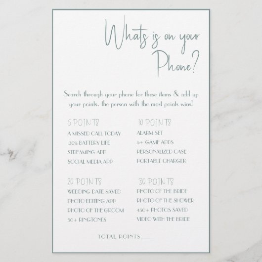Wat staat er op je telefoon? Game Kaart Flyer (Voorkant)