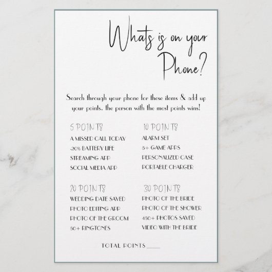 Wat staat er op je telefoon? Game Kaart Flyer (Voorkant)