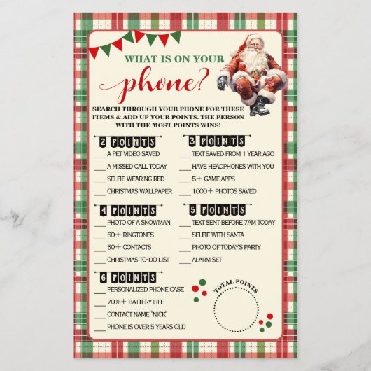 Wat staat er op je telefoon Plaid Game Kaart (Voorkant)