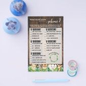 Wat staat er op je telefoon Safari Baby shower Gam Flyer (Enkel)