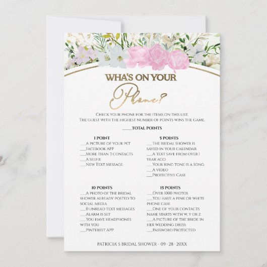 Wat staat er op je telefoon Wildflower vrijgezelle Kaart (Voorkant)