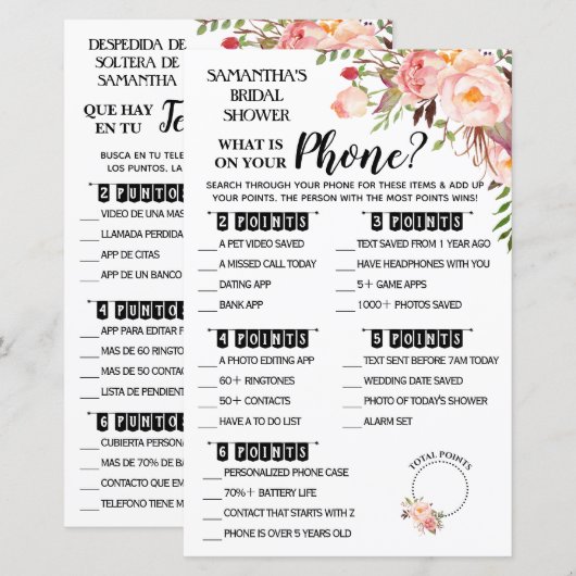 Wat staat er op je telefoondouche in de Engelse sp (Voorkant / Achterkant)