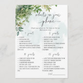 Wat staat er op jouw telefoon Baby Shower spel Kaart (Voorkant)