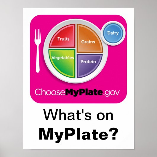 Wat staat er op MyPlate? Poster - Magenta op Wit (Voorkant)