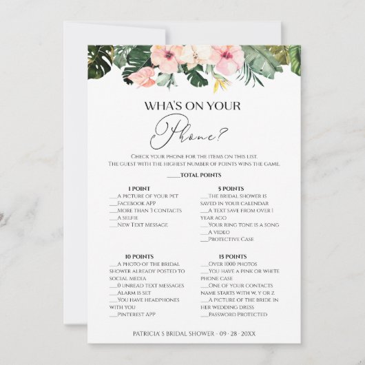 Wat staat er op uw telefoon Tropical vrijgezellenf Kaart (Voorkant)