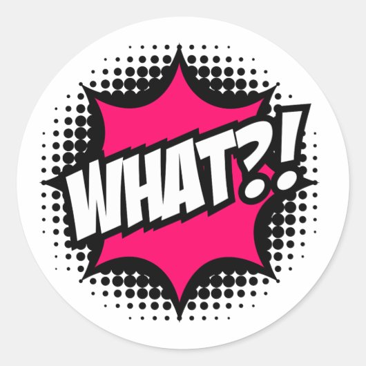 WAT?! Stripstijl Ronde Sticker (Voorkant)