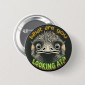"Wat Struisvogel" Grappig Gezicht Knop Ronde Button 5,7 Cm (Voorkant /achterkant)