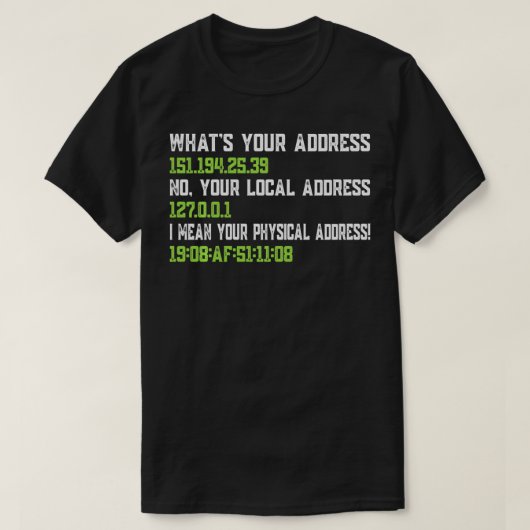 Wat uw adres Grappige netwerk IT programmeurs T-shirt (Design voorkant)