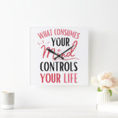 Wat verbruikt uw gemoedscitaat positief het denken vierkante klok (Huis)