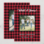 Wat voor een jaar 2 foto-kerstrood buffel feestdagenkaart (Voorkant / Achterkant)