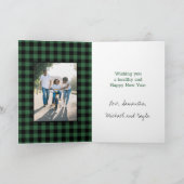 Wat voor een jaar 2 foto met kerstgroen buffel feestdagen kaart (Binnen)