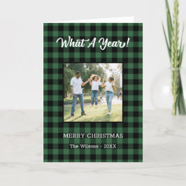 Wat voor een jaar 2 foto met kerstgroen buffel feestdagen kaart