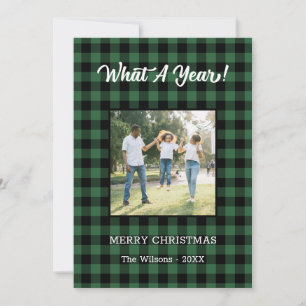 Wat voor een jaar 2 foto met kerstgroen buffel feestdagenkaart