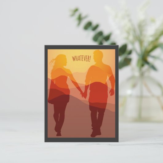 Wat voor eeuwig romantisch koppel handen vasthoudt briefkaart (Staand voorkant)